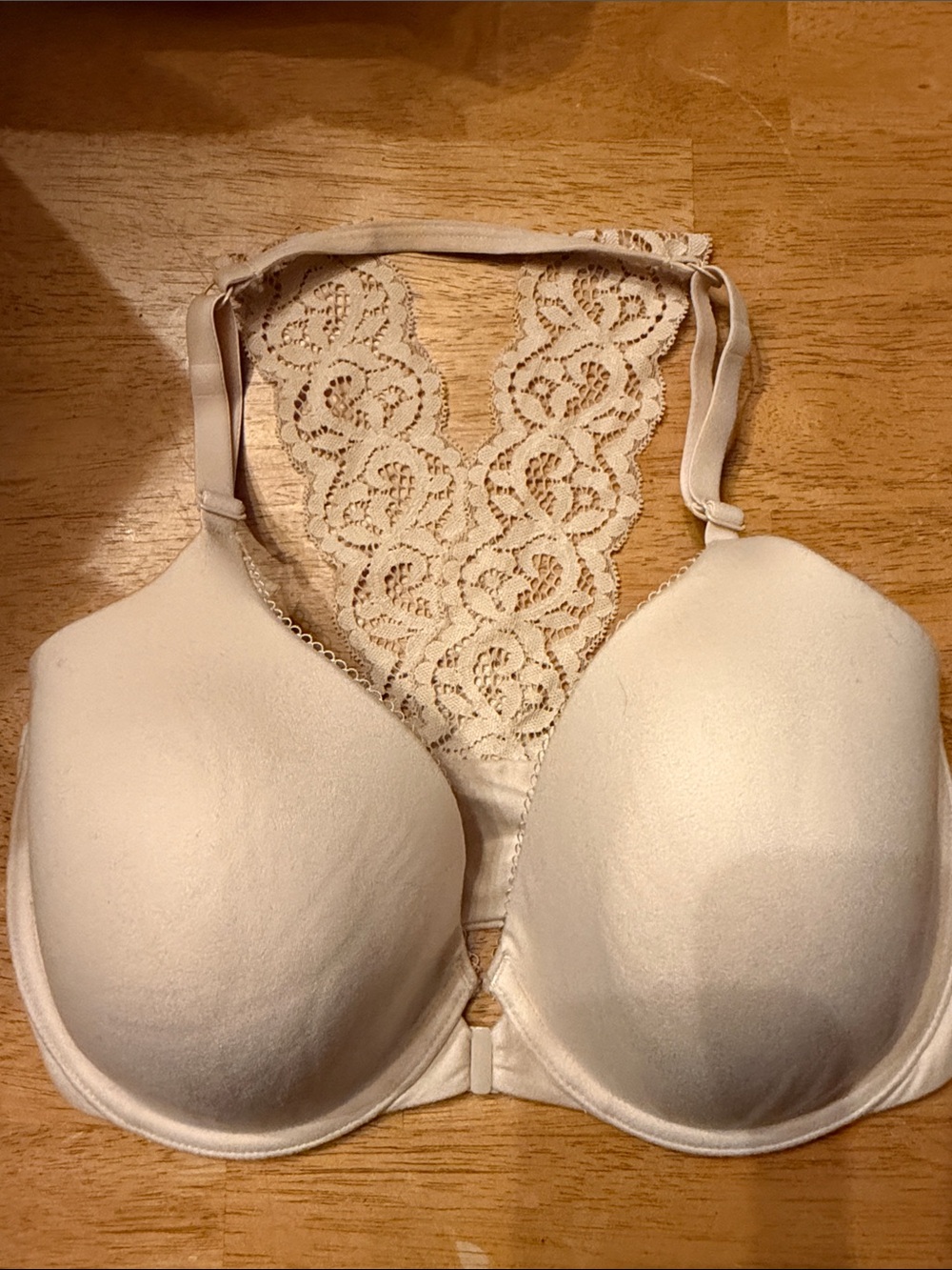 Victoria's Secret Ivory Lace Racerback Padded Bra